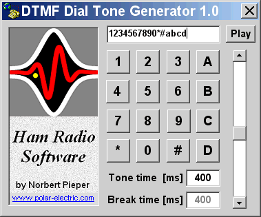 16 Tone DTMF Generator Keypad 1234567890*#ABCD and 1750Hz tone burst